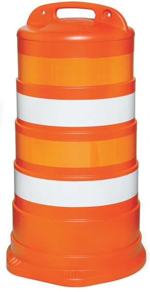 Traffic Barrel, White/Orange, 9 lb.