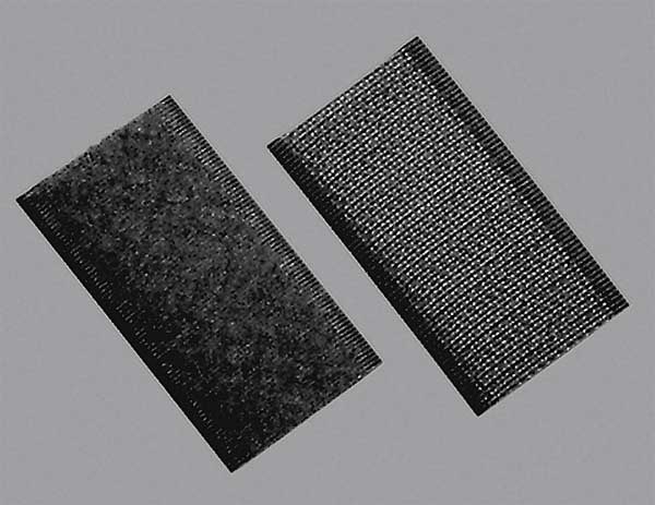 Reclosable Fastener Shapes, Rubber Adhesive, 3 in, 1 in Wd, Black, 100 PK