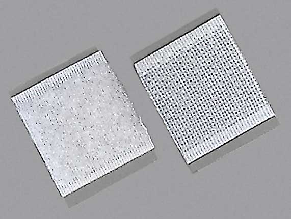 Reclosable Fastener Shape, Square, Rubber Adhesive, 1 in, 1 in Wd, White, 100 PK