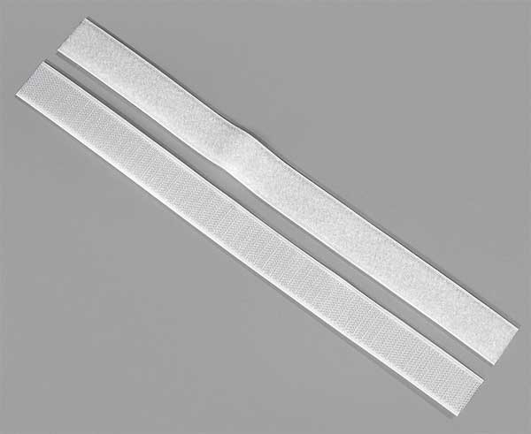 Reclosable Fastener Shapes, Rubber Adhesive, 6 in, 1 in Wd, White, 50 PK