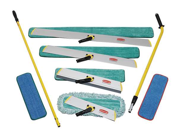 18 in L Dust Mop, Hook-and-Loop Connection, Fringe End, Green, Microfiber, FGQ41800GR00