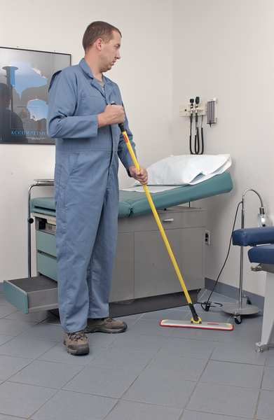 18 in L Dust Mop, Hook-and-Loop Connection, Fringe End, Green, Microfiber, FGQ41800GR00