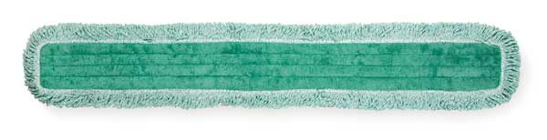 48 in L Dust Mop, Hook-and-Loop Connection, Fringe End, Green, Microfiber