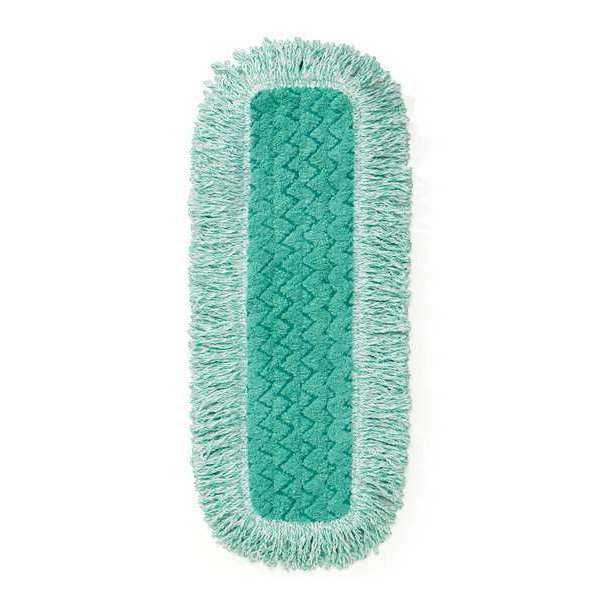 18 in L Dust Mop, Hook-and-Loop Connection, Fringe End, Green, Microfiber, FGQ41800GR00