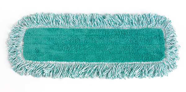 18 in L Dust Mop, Hook-and-Loop Connection, Fringe End, Green, Microfiber, FGQ41800GR00