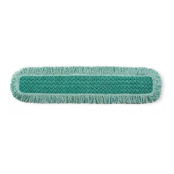 36 in L Dust Mop, Hook-and-Loop Connection, Fringe End, Green, Microfiber