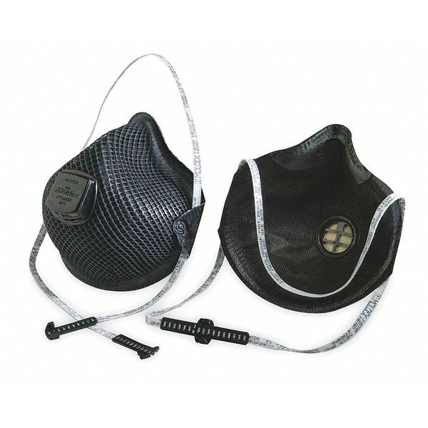 N95 Disposable Respirator w/ Valve, M/L, Black, PK10