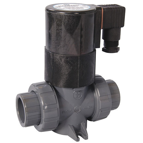 120VAC PVC Solenoid Valve, Normally Closed, 1/2 in Pipe Size