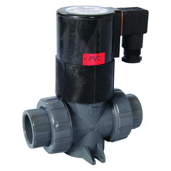 120VAC PVC Solenoid Valve, Normally Closed, 3/4 in Pipe Size