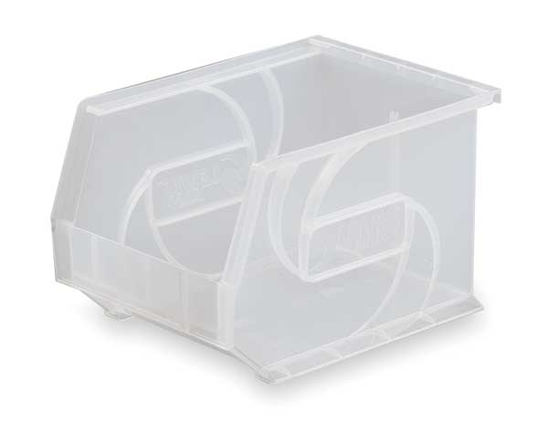 Hang & Stack Storage Bin, Clear, Plastic, 10 7/8 in L x 8 1/4 in W x 7 in H, 40 lb Load Capacity
