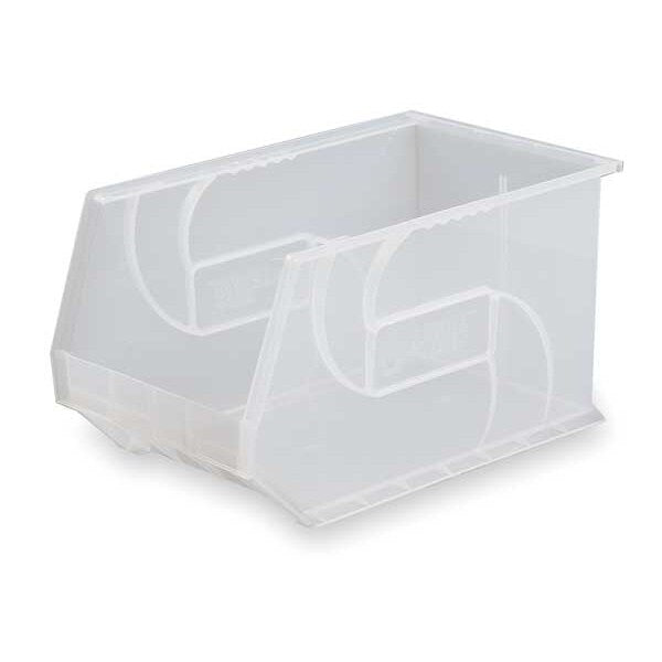 Hang & Stack Storage Bin, Clear, Plastic, 18 in L x 8 1/4 in W x 9 in H, 40 lb Load Capacity