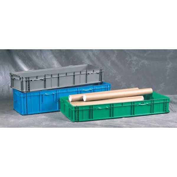 Straight Wall Container, Green, Plastic, 48 in L, 15 in W, 7 1/2 in H, 2.3 cu ft Volume Capacity