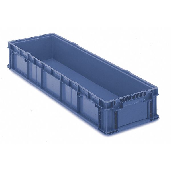 Straight Wall Container, Gray, Plastic, 48 in L, 15 in W, 7 1/2 in H, 2.3 cu ft Volume Capacity