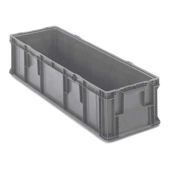 Straight Wall Container, Gray, Plastic, 48 in L, 15 in W, 10 3/4 in H, 3.5 cu ft Volume Capacity