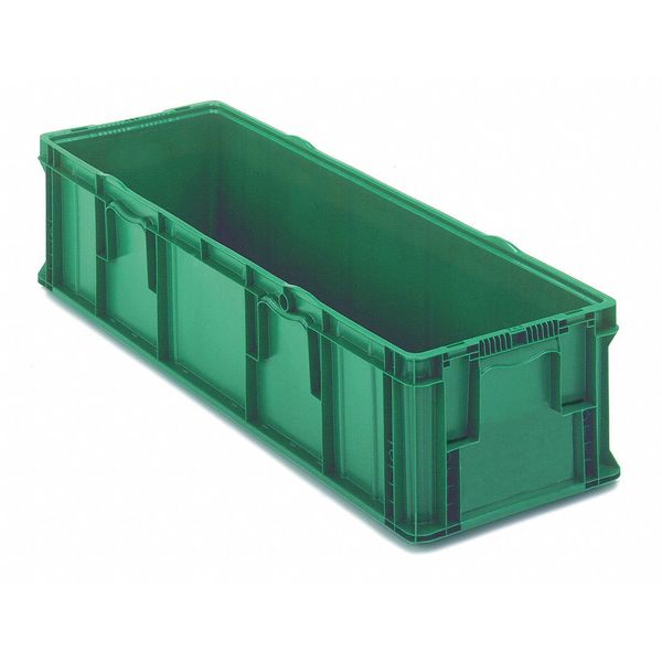 Straight Wall Container, Green, Plastic, 48 in L, 15 in W, 10 3/4 in H, 3.5 cu ft Volume Capacity