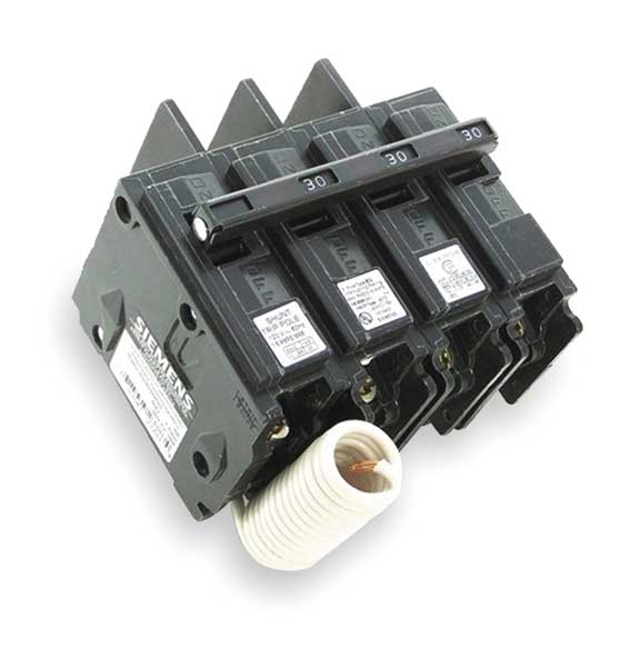 Miniature Circuit Breaker, 30 A, 240V AC, 3 Pole, Bolt On Mounting Style, BQ Series