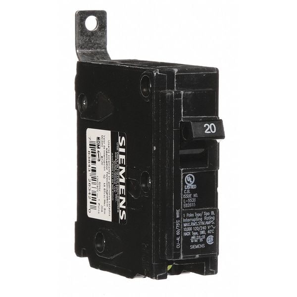 Miniature Circuit Breaker, 20 A, 120/240V AC, 1 Pole, Bolt On Mounting Style, BL Series