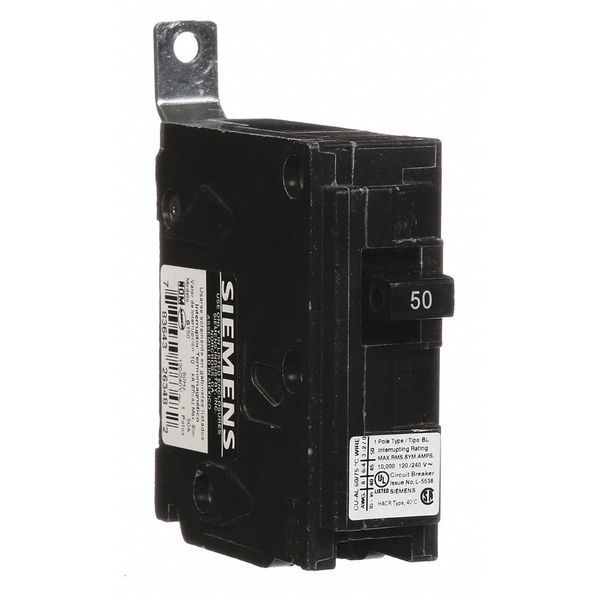 Miniature Circuit Breaker, 50 A, 120/240V AC, 1 Pole, Bolt On Mounting Style, BL Series