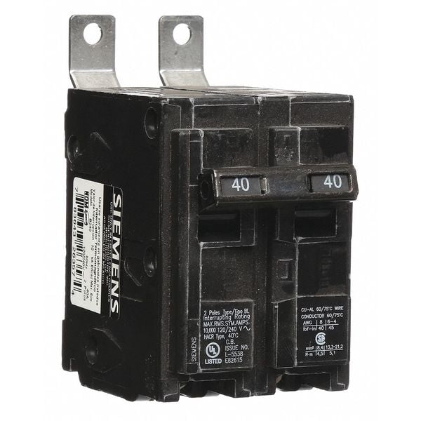 Miniature Circuit Breaker, 40 A, 120/240V AC, 2 Pole, Bolt On Mounting Style, BL Series
