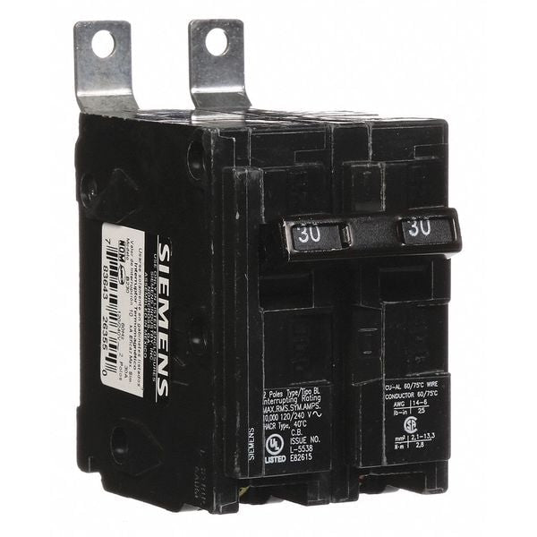 Miniature Circuit Breaker, 30 A, 120/240V AC, 2 Pole, Bolt On Mounting Style, BL Series