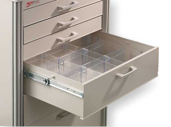 Plastic Drawer Divider Kit for Medical Carts, Clear, 1/2 in W, 5 1/2 in H