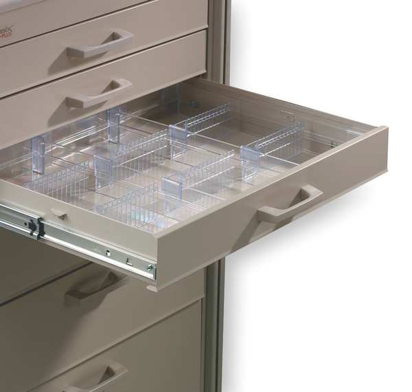 Glass Filled Nylon Drawer Divider Kit for Medical Carts, Clear, 1/2 in W, 2 1/2 in H