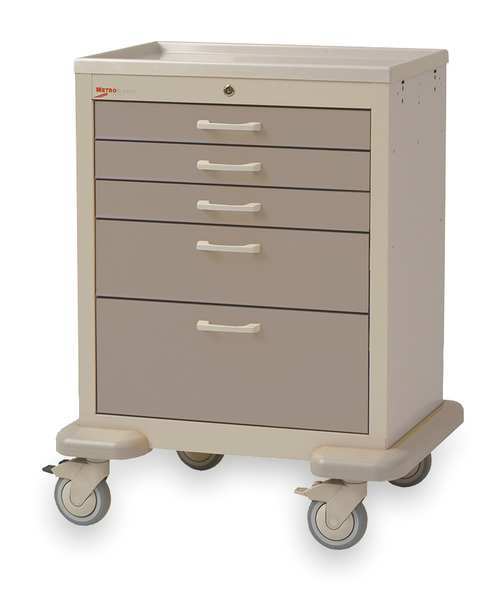 Medical Cart, Steel/Polymer, Lt./Dk.Taupe