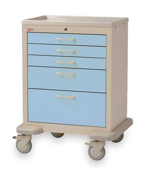 Medical Cart, Steel/Polymer, Taupe/Blue