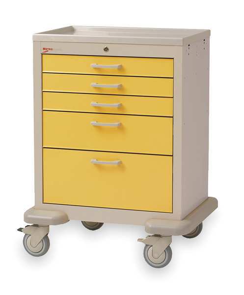 Medical Cart, Steel/Polymer, Taupe/Yellow