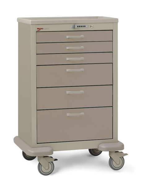 Medical Cart, Steel/Polymer, Lt./Dk.Taupe