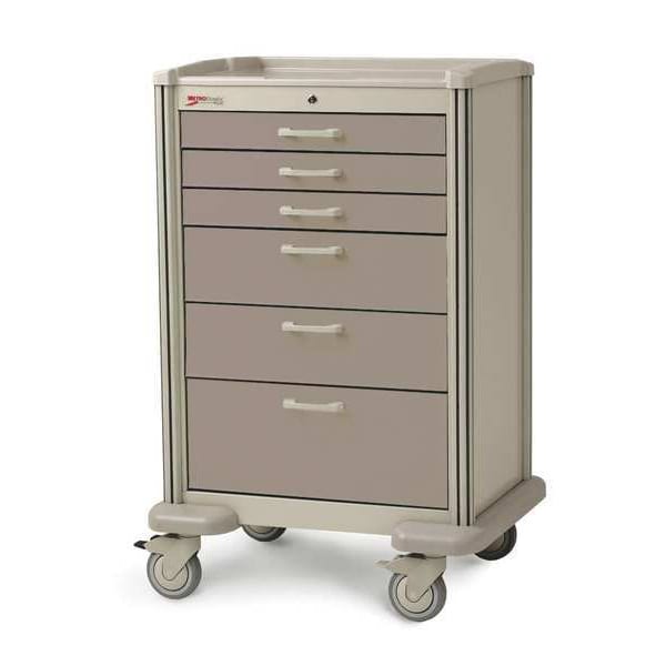 Medical Cart, Steel/Polymer, Lt./Dk.Taupe