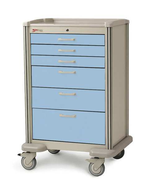 Medical Cart, Steel/Polymer, Taupe/Blue