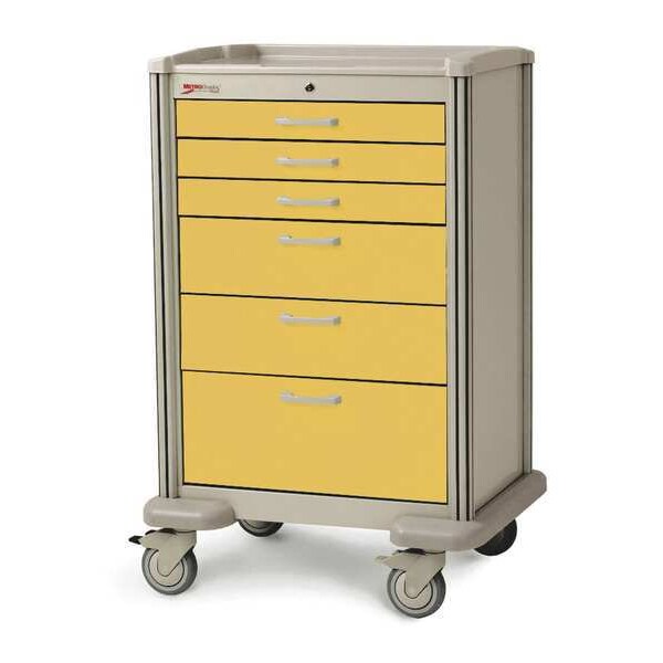 Medical Cart, Steel/Polymer, Taupe/Yellow