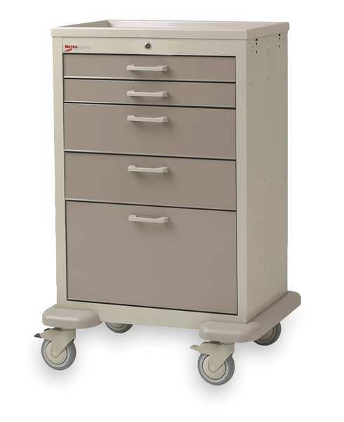 Medical Cart, Steel/Polymer, Lt./Dk Taupe