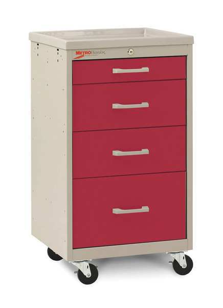 Compact Cart, Steel/Polymer, Taupe/Red