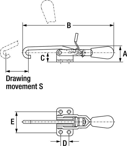 Latch Clamp, J-Hook, 375 Lbs, 1.83 In