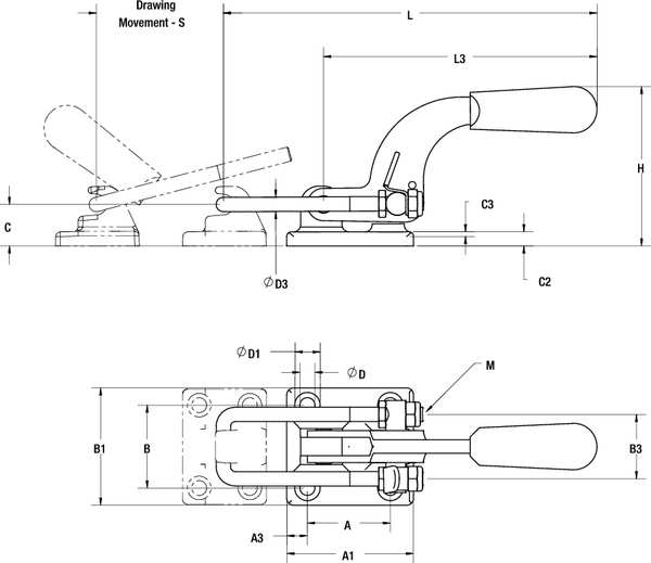 Latch Clamp, U-Bolt, 4000 Lbs, 4.19 In