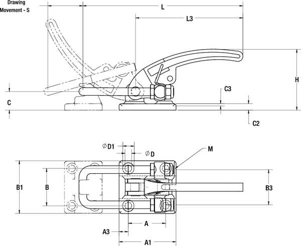 Latch Clamp, U-Bolt, 7500 Lbs, 3.67 In