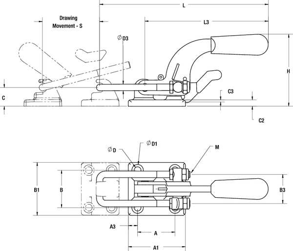 Latch Clamp, U-Bolt, w/Lever, 4000 Lbs, 4.19
