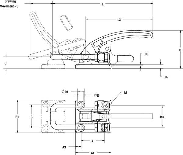 Latch Clamp, U-Bolt, w/Lever, 7500 Lbs, 3.67