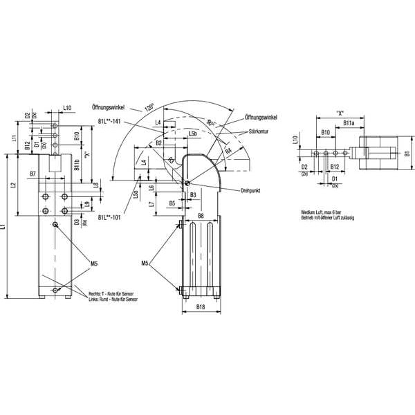 Pneumatic Clamp, 81L25,120 Deg, 885 In-Lbs