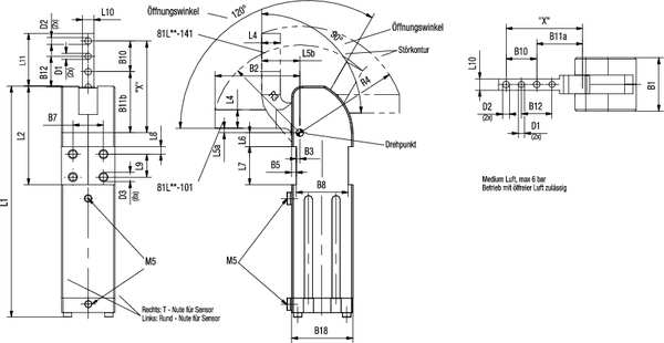 Pneumatic Clamp, 81L12, 90 Deg, 177 In-Lbs