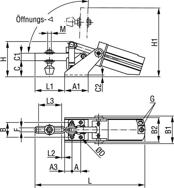Pneumatic Clamp, 375 Lb