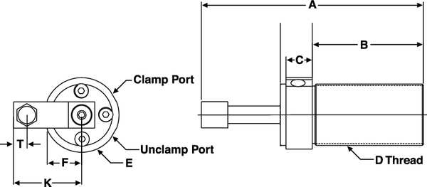 Pneumatic Swing Clamp, LH Swing, 62 Lb