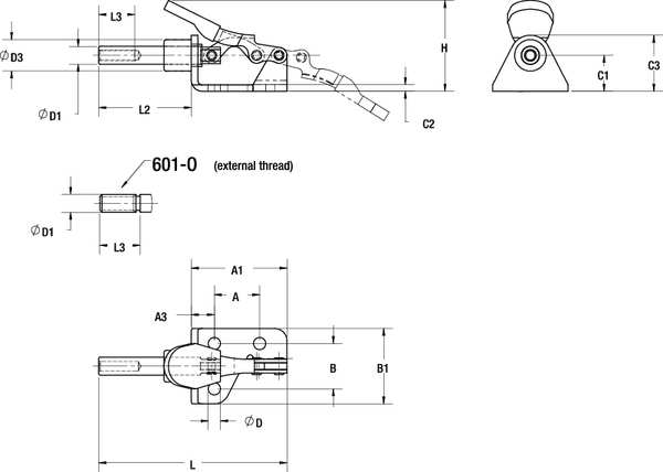 Toggle Clamp, Flanged Base, 100 Lbs, 1.27