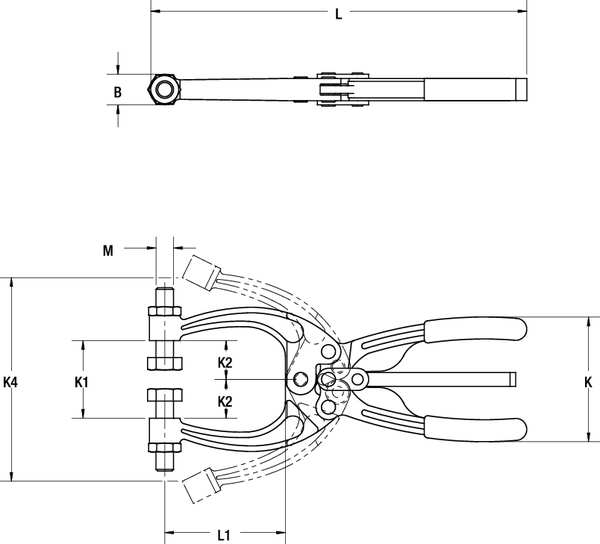 Toggle Clamp, Squeeze Action, 4.06 In, 1200