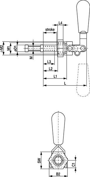 Toggle Clamp, Through-Hole, Hole, SS, 400