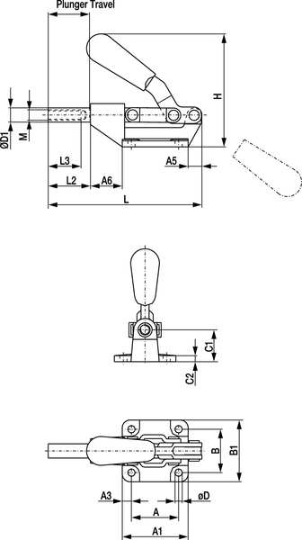 Toggle Clamp, Flanged Base, 850Lb, 4.04