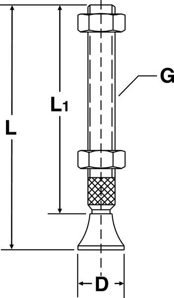 Swivel Foot Spindle, M10x1.50, 0.66, 3 L