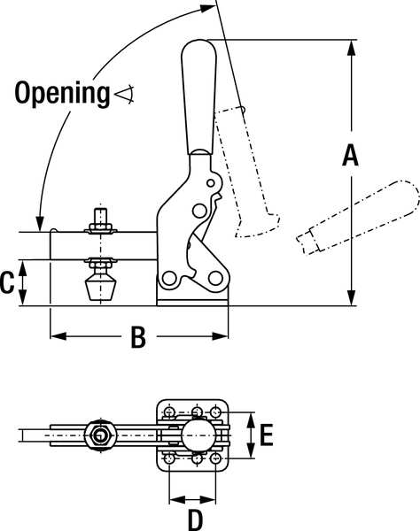 Toggle Clamp, Vert Hold, 1400 Lb, H 9.08